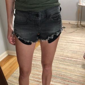 Express black/gray denim shorts